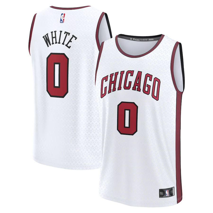 Men Chicago Bulls #0 Coby White Fanatics Branded White City Edition 2022-23 Fastbreak NBA Jersey